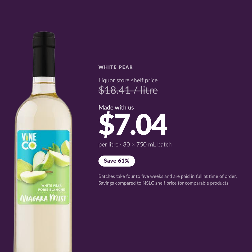 Niagara Mist White Pear — $7.04 per litre made with us, save 61% vs liquor store shelf price