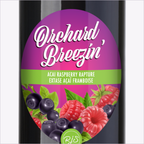 Close-up of the Orchard Breezin' Acai Raspberry Rapture bottle label