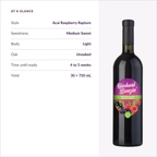 Orchard Breezin' Acai Raspberry Rapture specifications: medium sweet, light body, unoaked, ready in 4 to 5 weeks