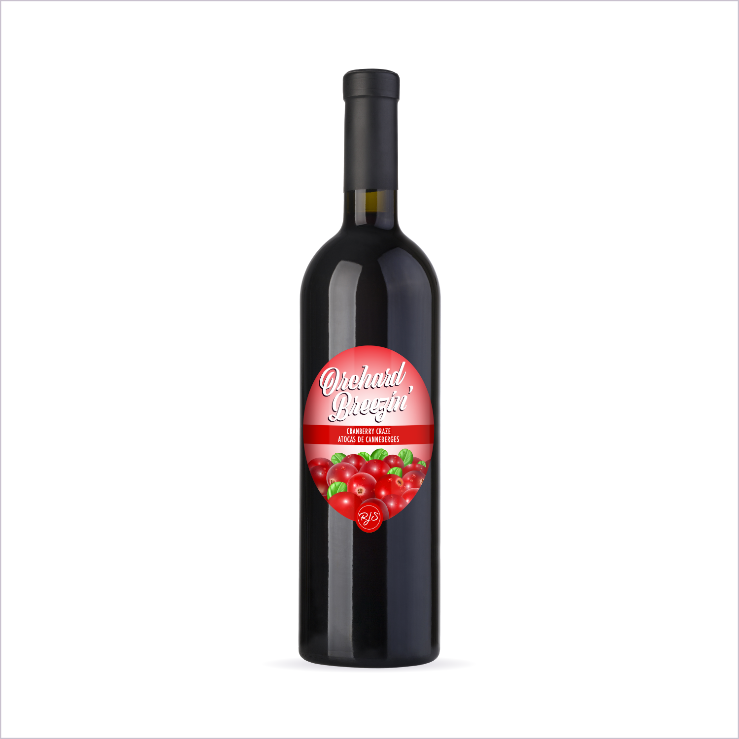 Orchard Breezin' Cranberry Craze finished bottle on a white background