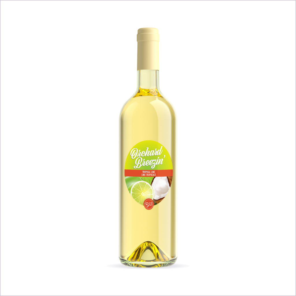Orchard Breezin' Tropical Lime finished bottle on a white background