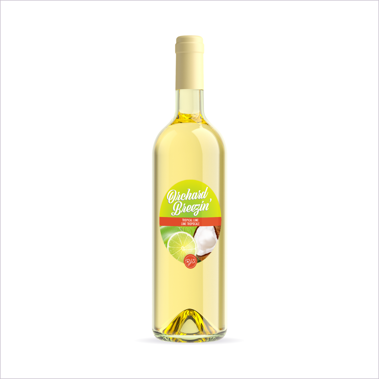 Orchard Breezin' Tropical Lime finished bottle on a white background