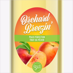 Close-up of the Orchard Breezin' Peach Perfection bottle label