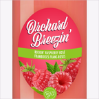 Close-up of the Orchard Breezin' Rockin' Raspberry Rosé bottle label