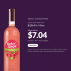 Orchard Breezin' Rockin' Raspberry Rosé at $7.04 per litre made with us, versus $18.41 per litre liquor store shelf price