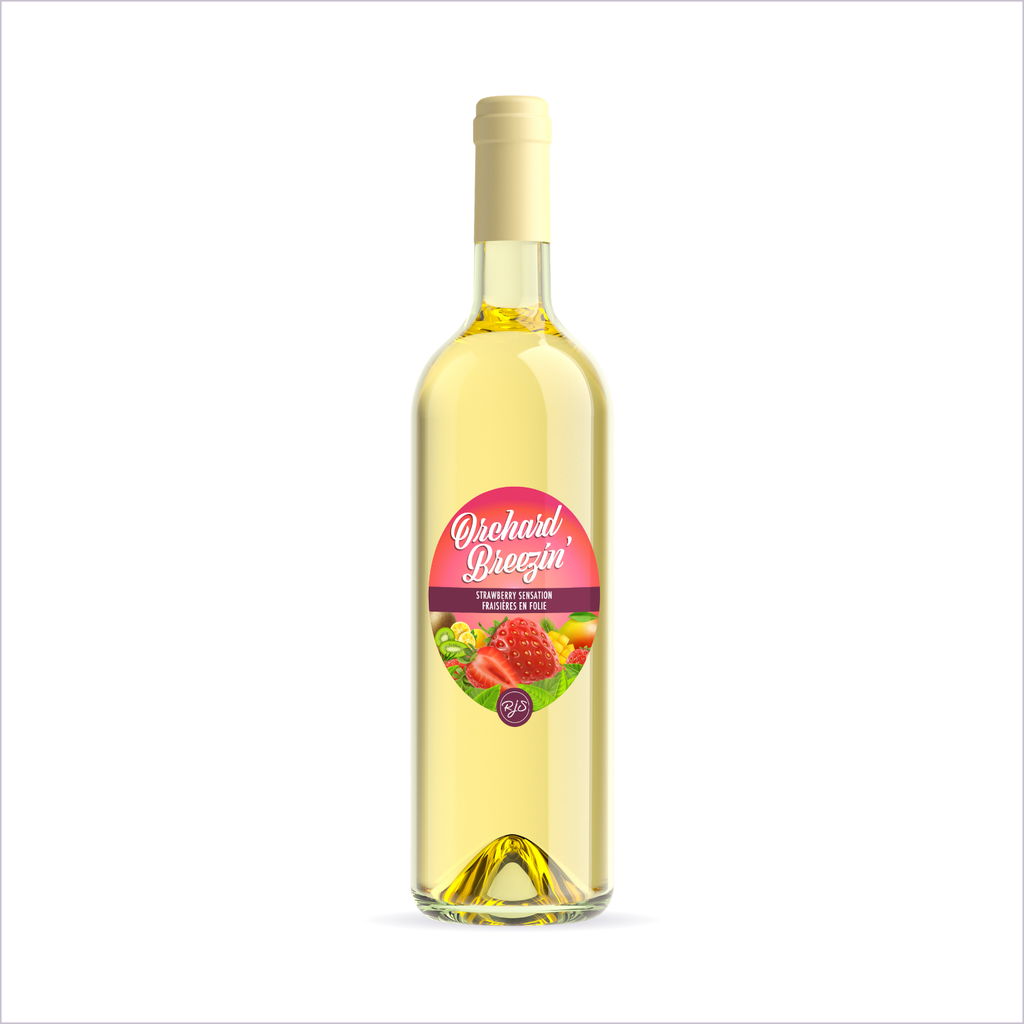 Orchard Breezin' Strawberry Sensation finished bottle on a white background