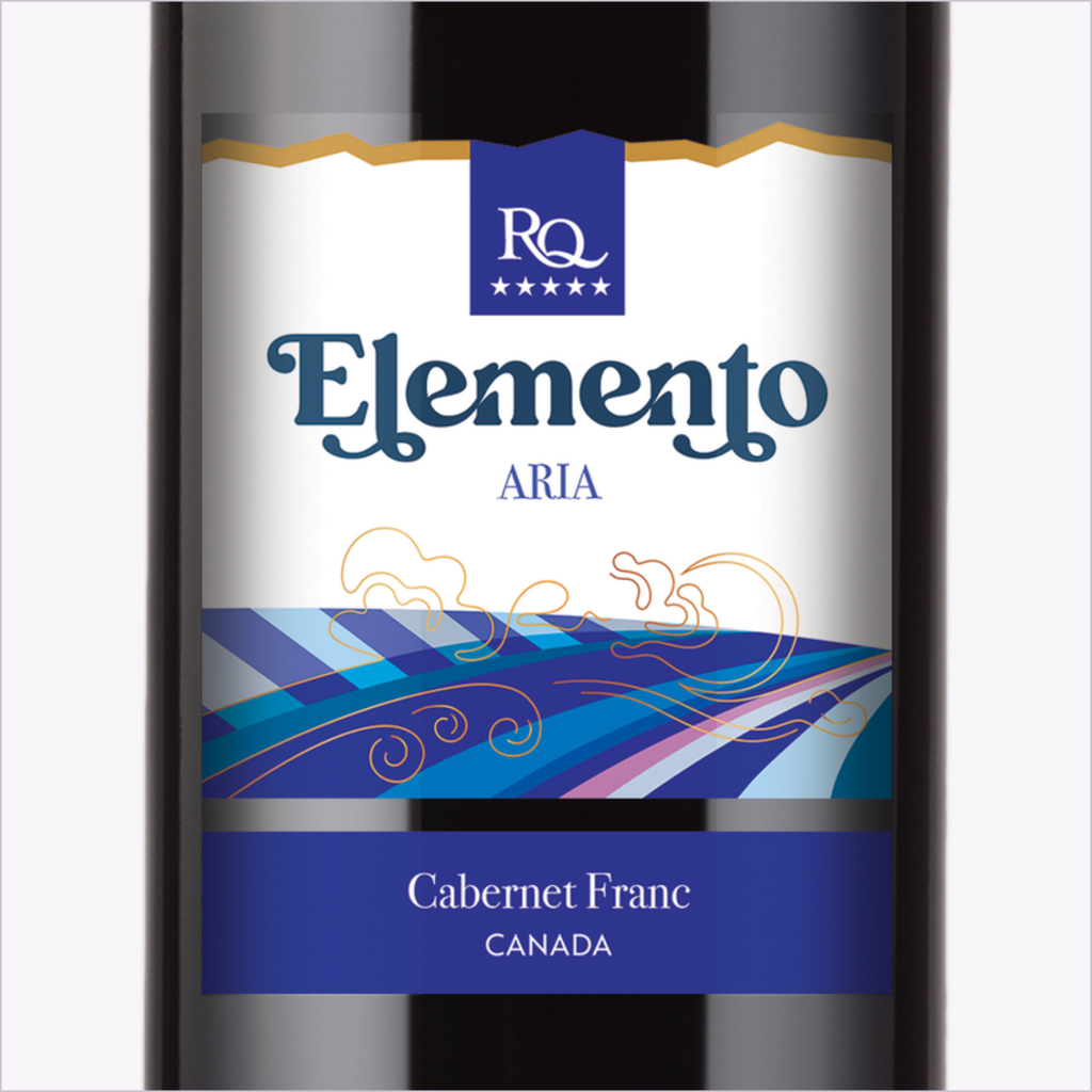 Close-up of the RQ27 Elemento Aria wine label