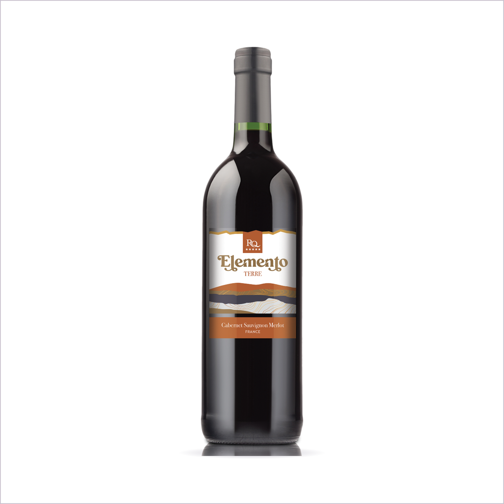 Finished bottle of RQ27 Cabernet Sauvignon Merlot on a white background