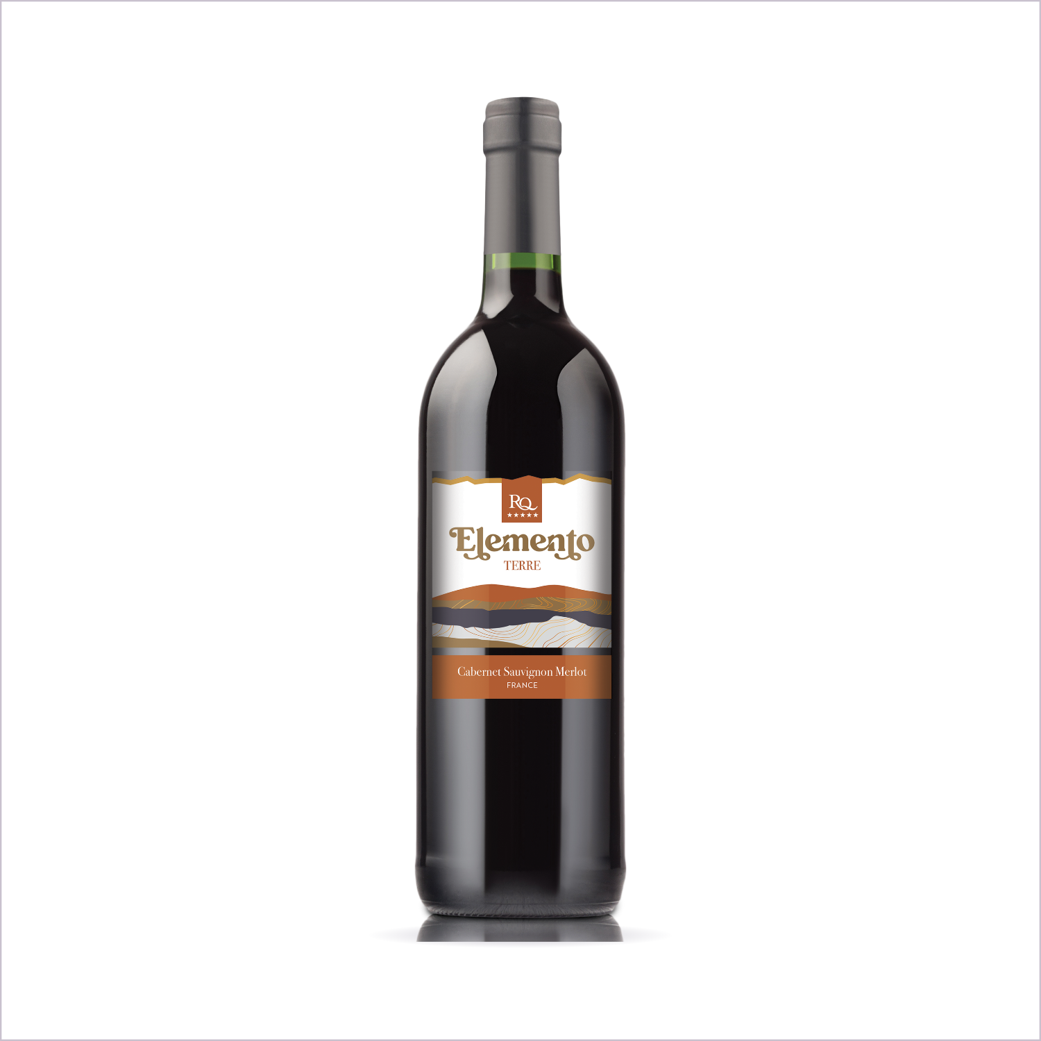 Finished bottle of RQ27 Cabernet Sauvignon Merlot on a white background