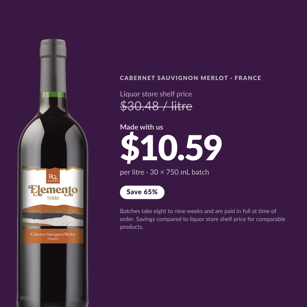 RQ27 Cabernet Sauvignon Merlot costs $10.59 per litre made at Water'n'Wine — save 65 percent