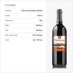 RQ27 Cabernet Sauvignon Merlot specifications: dry, medium body, medium oak, ready in 8 to 9 weeks, 30 x 750 mL