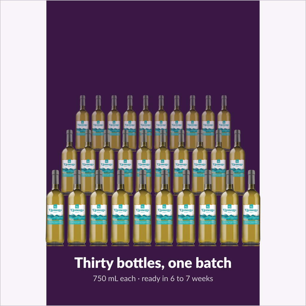 Thirty 750 mL bottles from one RQ27 Pinot Grigio Sauvignon Blanc batch