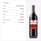 RQ27 Pinot Noir Shiraz specifications: dry, medium body, medium oak, ready in 8 to 9 weeks, 30 x 750 mL