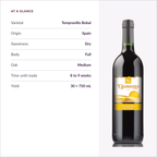 RQ27 Tempranillo Bobal specifications: dry, full body, medium oak, ready in 8 to 9 weeks, 30 x 750 mL