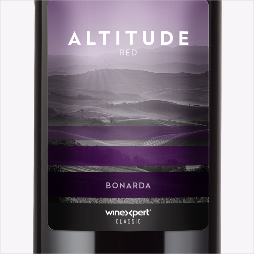 Close-up of the Winexpert Classic Altitude Red Bonarda label