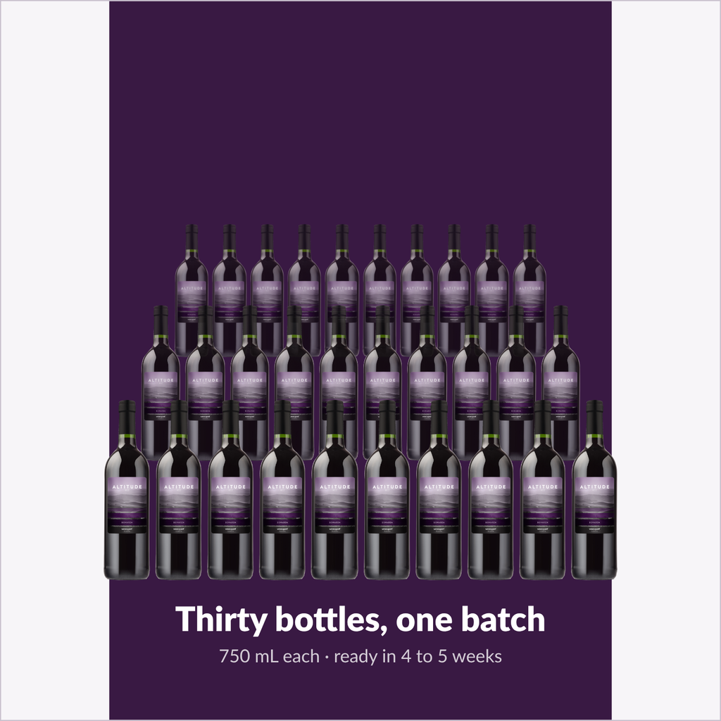 Thirty 750 mL bottles of Altitude Red from one batch, ready in 4 to 5 weeks