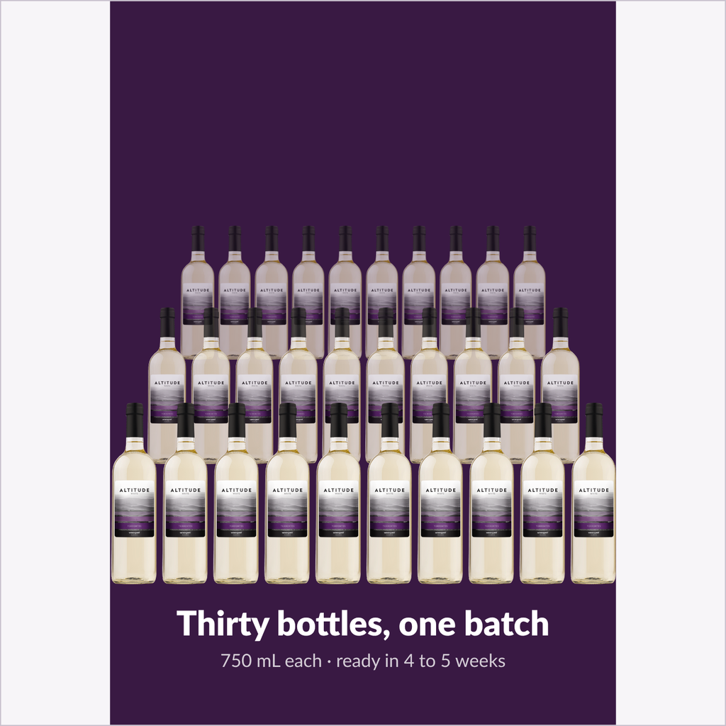 Thirty 750 mL bottles of Altitude White from one batch, ready in 4 to 5 weeks