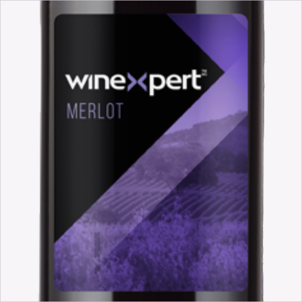 Winexpert Classic Merlot wine kit — label close-up, Water'n'Wine Truro