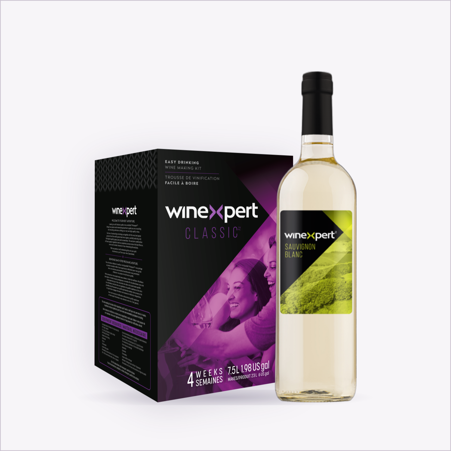 Winexpert Classic Sauvignon Blanc wine kit — kit box and finished bottle, Water'n'Wine Truro