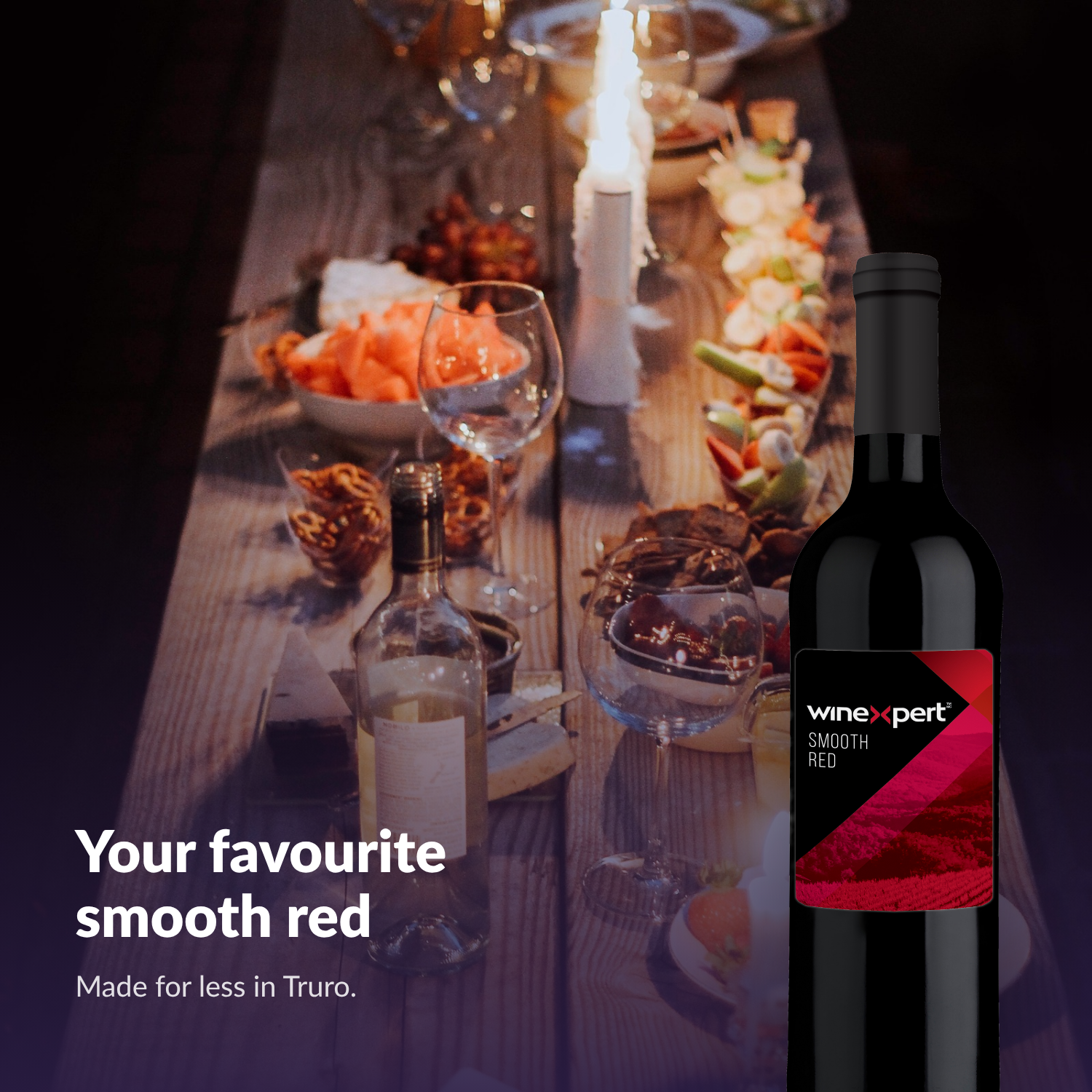 Winexpert Classic Smooth Red wine kit — lifestyle photo with bottle, Water'n'Wine Truro