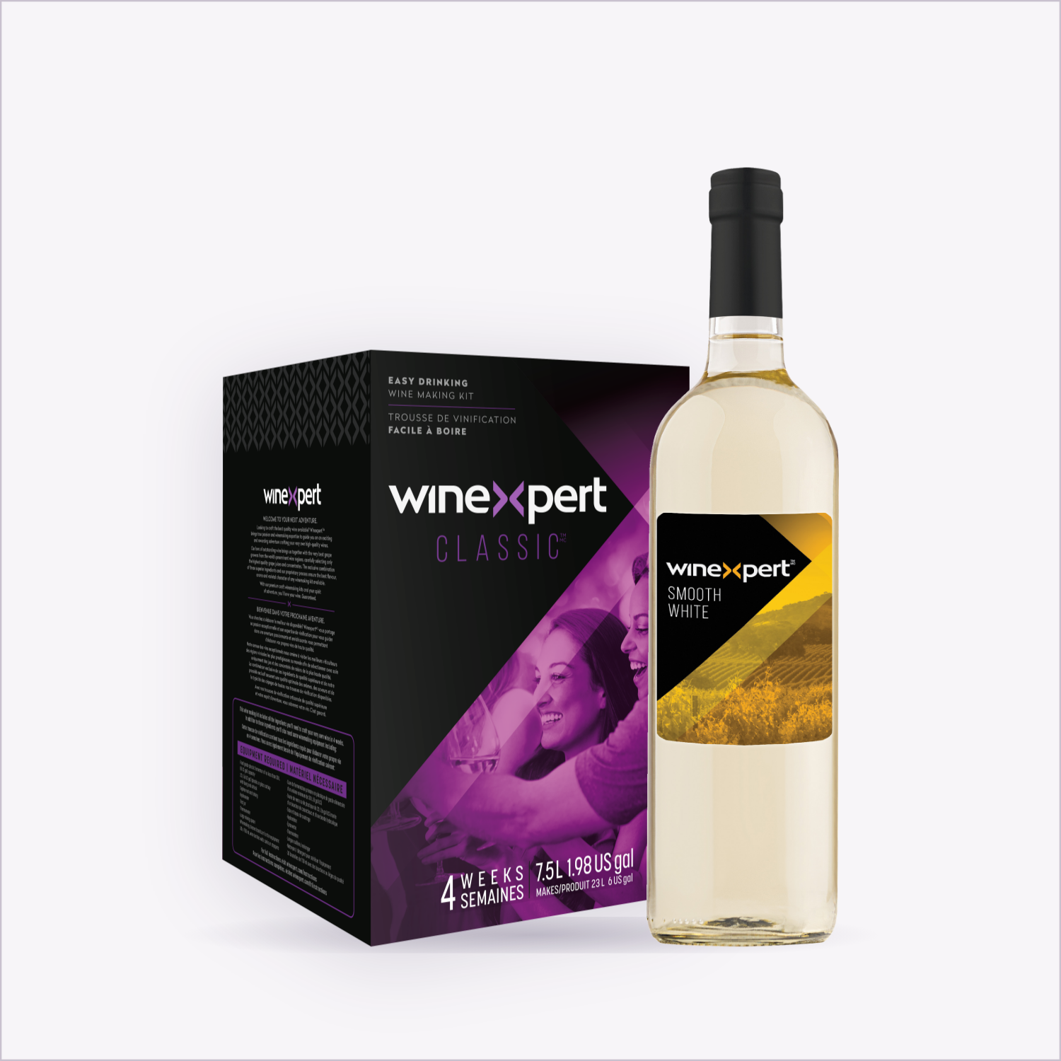 Winexpert Classic Smooth White wine kit — kit box and finished bottle, Water'n'Wine Truro