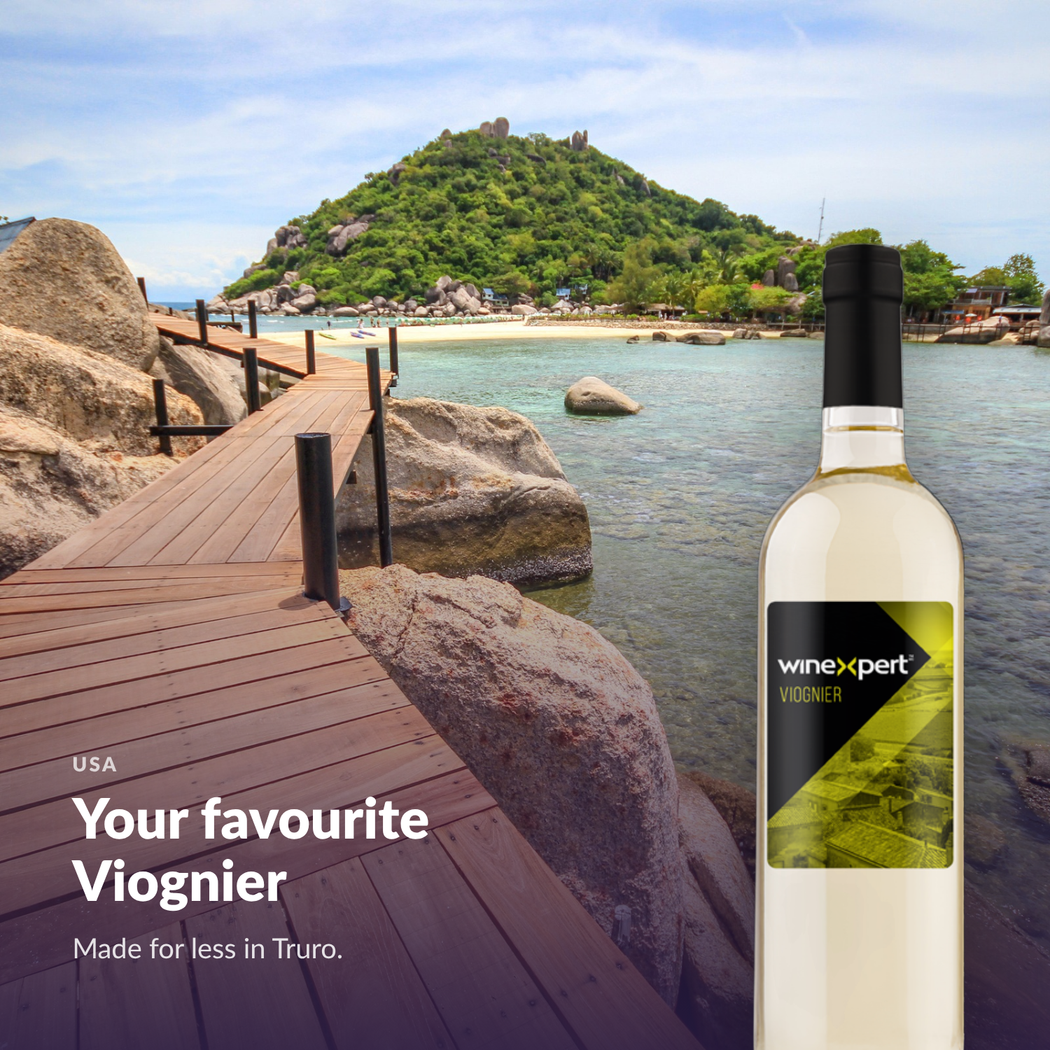 Winexpert Classic Viognier wine kit — lifestyle photo with bottle, Water'n'Wine Truro