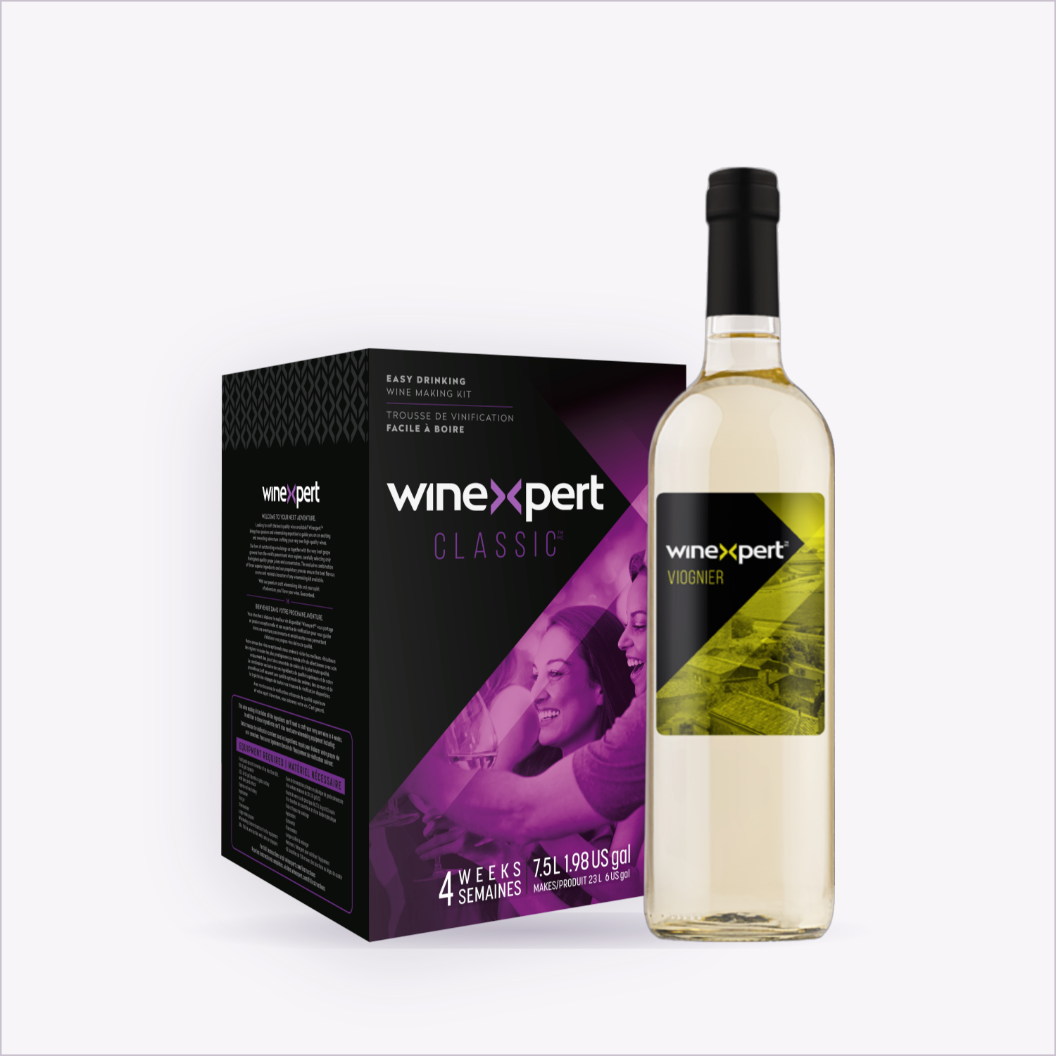 Winexpert Classic Viognier wine kit — kit box and finished bottle, Water'n'Wine Truro