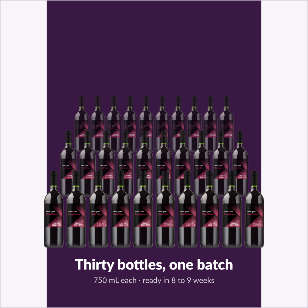 Winexpert Private Reserve Cabernet Sauvignon — thirty bottles, one batch