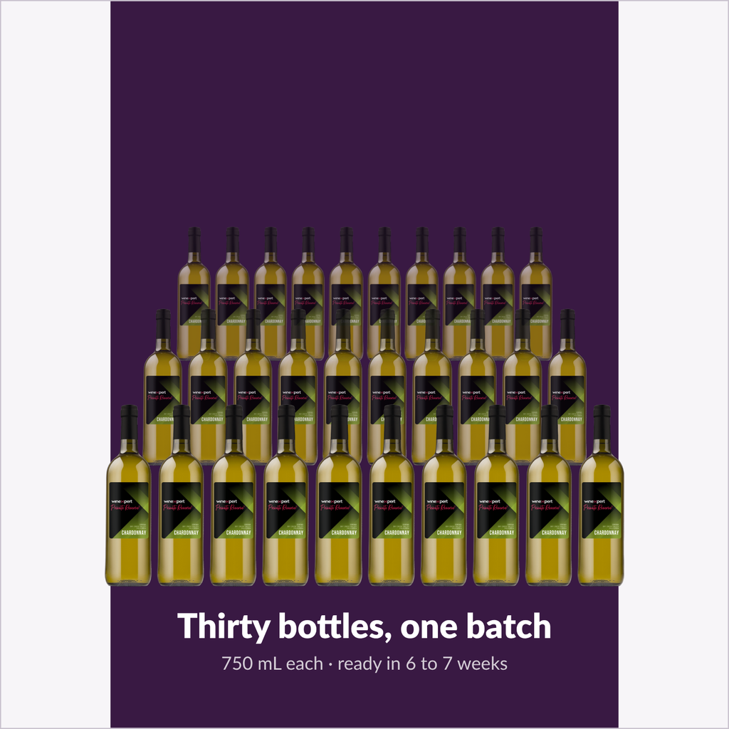 Winexpert Private Reserve Chardonnay — thirty bottles, one batch