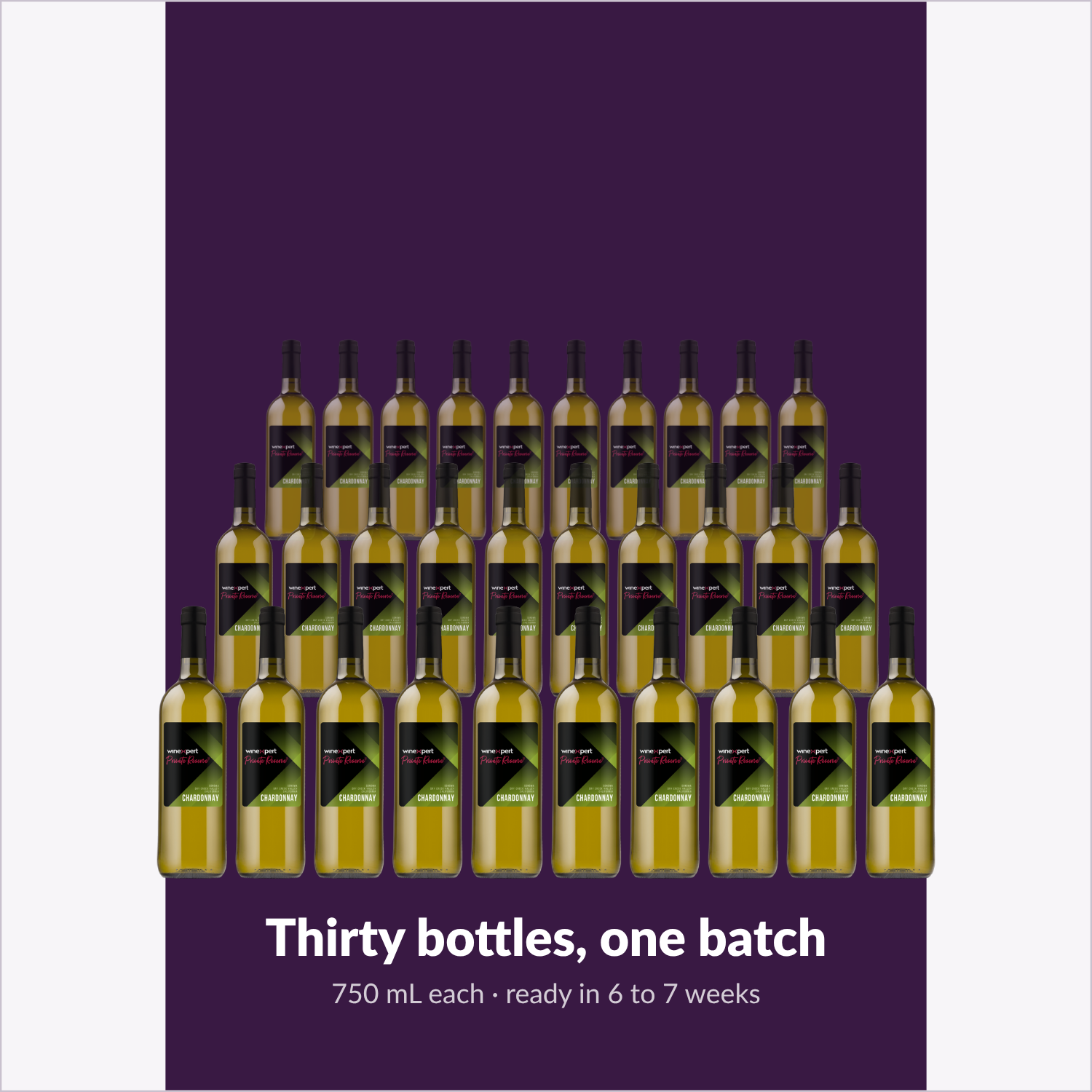 Winexpert Private Reserve Chardonnay — thirty bottles, one batch