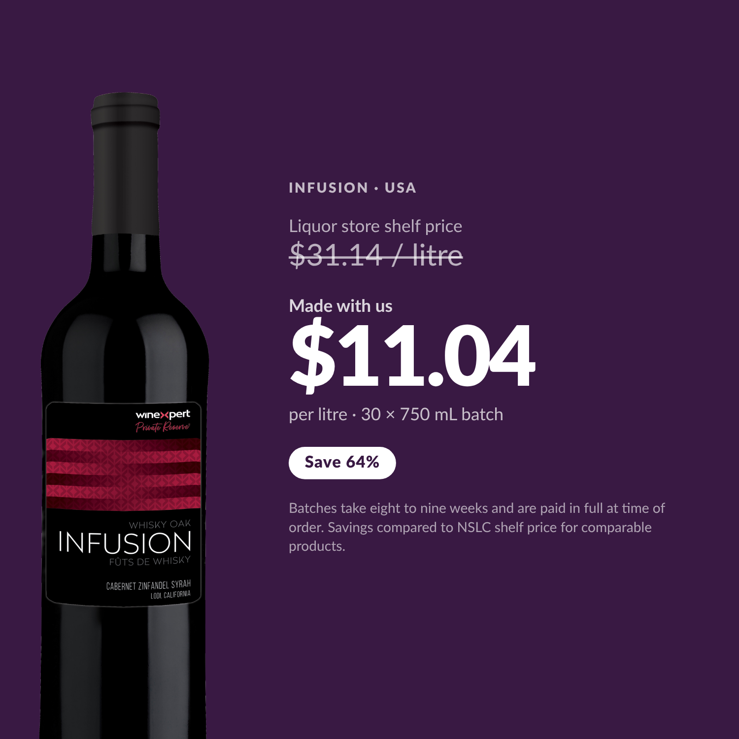 Winexpert Private Reserve Infusion — $11.04 per litre, save 64%
