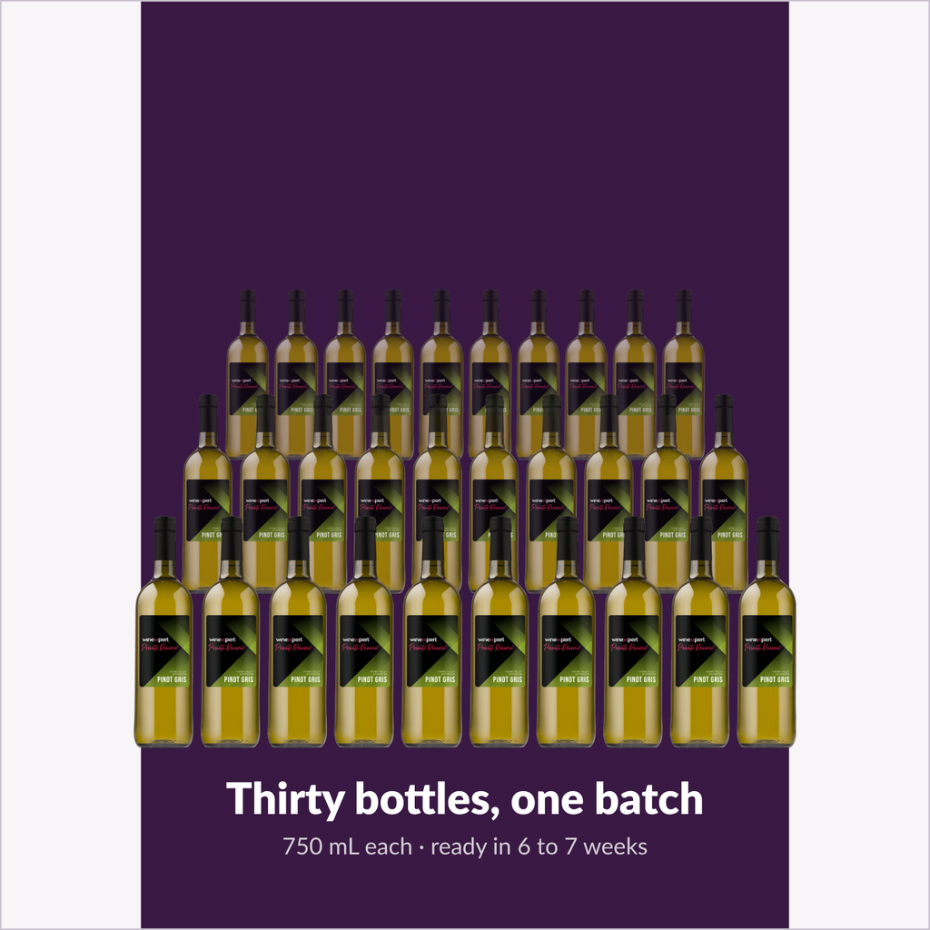 Winexpert Private Reserve Pinot Gris — thirty bottles, one batch