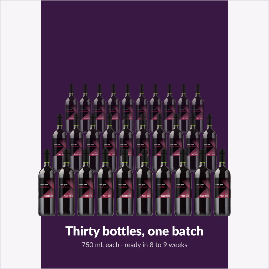 Winexpert Private Reserve Pinot Noir — thirty bottles, one batch