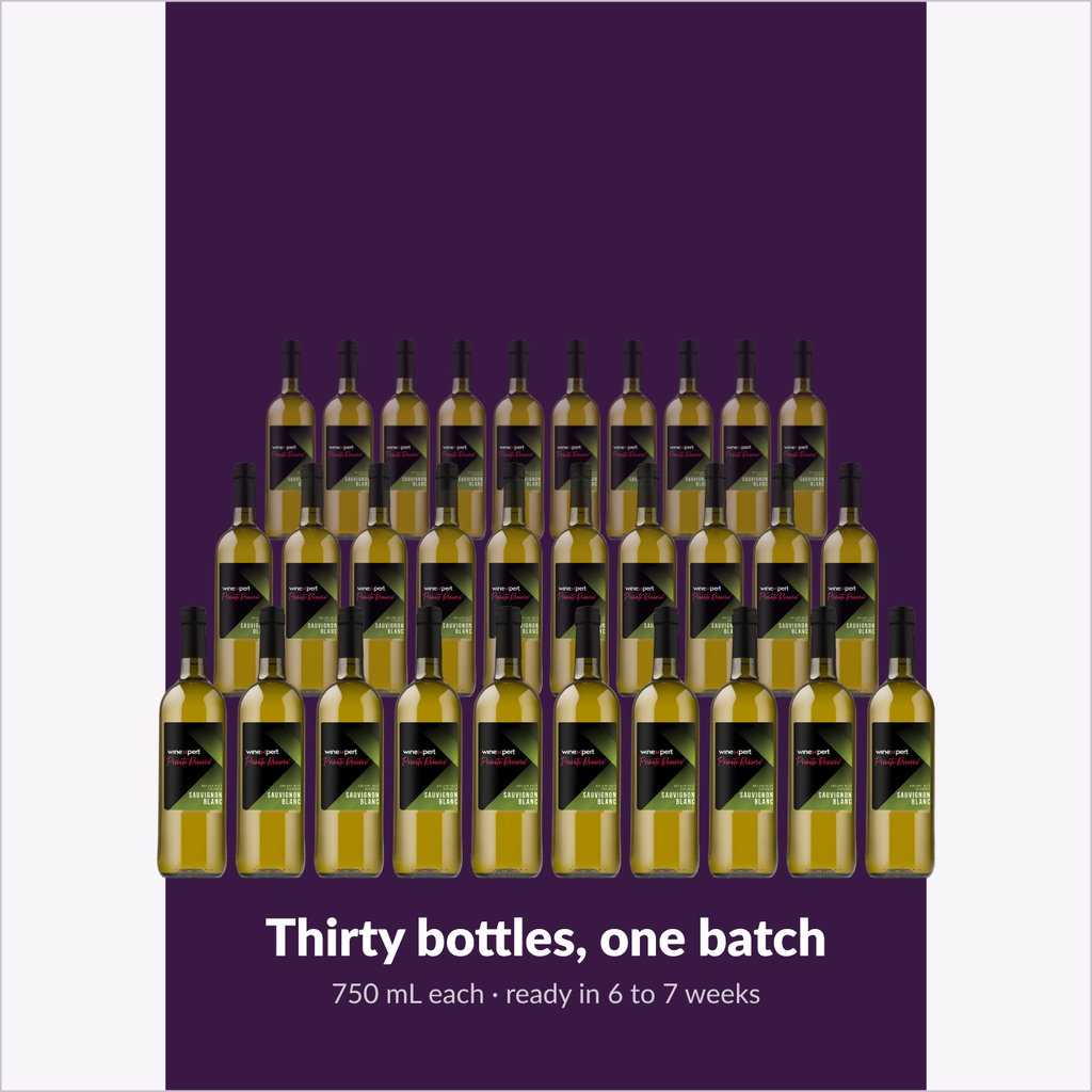 Winexpert Private Reserve Sauvignon Blanc — thirty bottles, one batch