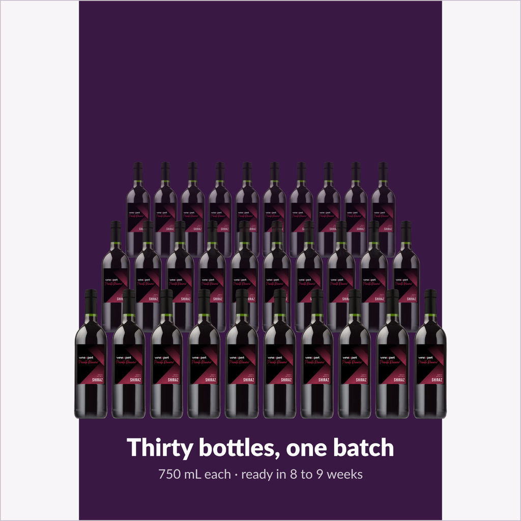 Winexpert Private Reserve Shiraz — thirty bottles, one batch