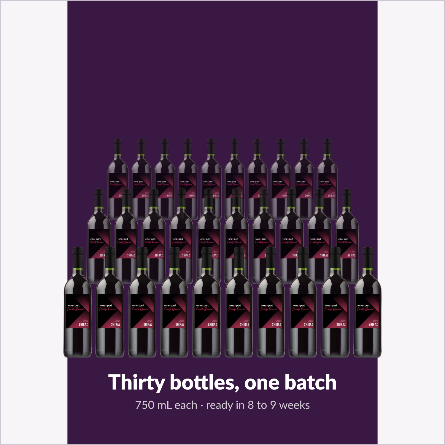 Winexpert Private Reserve Shiraz — thirty bottles, one batch