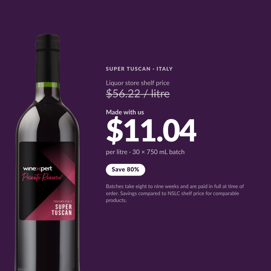 Winexpert Private Reserve Super Tuscan — $11.04 per litre, save 80%
