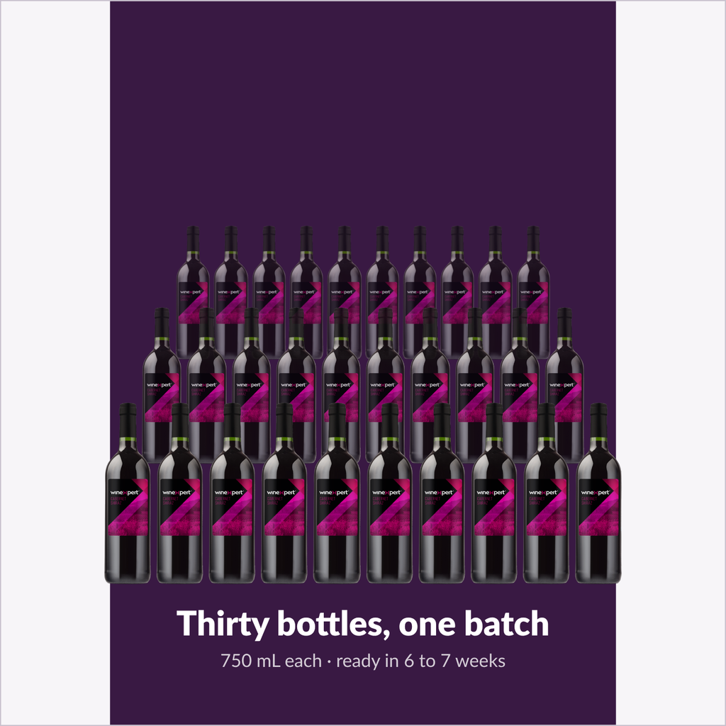 Winexpert Reserve Cabernet Shiraz — thirty bottles, one batch