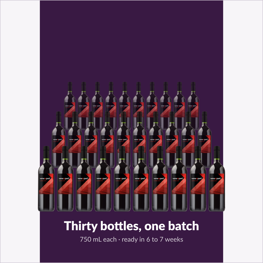 Winexpert Reserve Carménère — thirty bottles, one batch