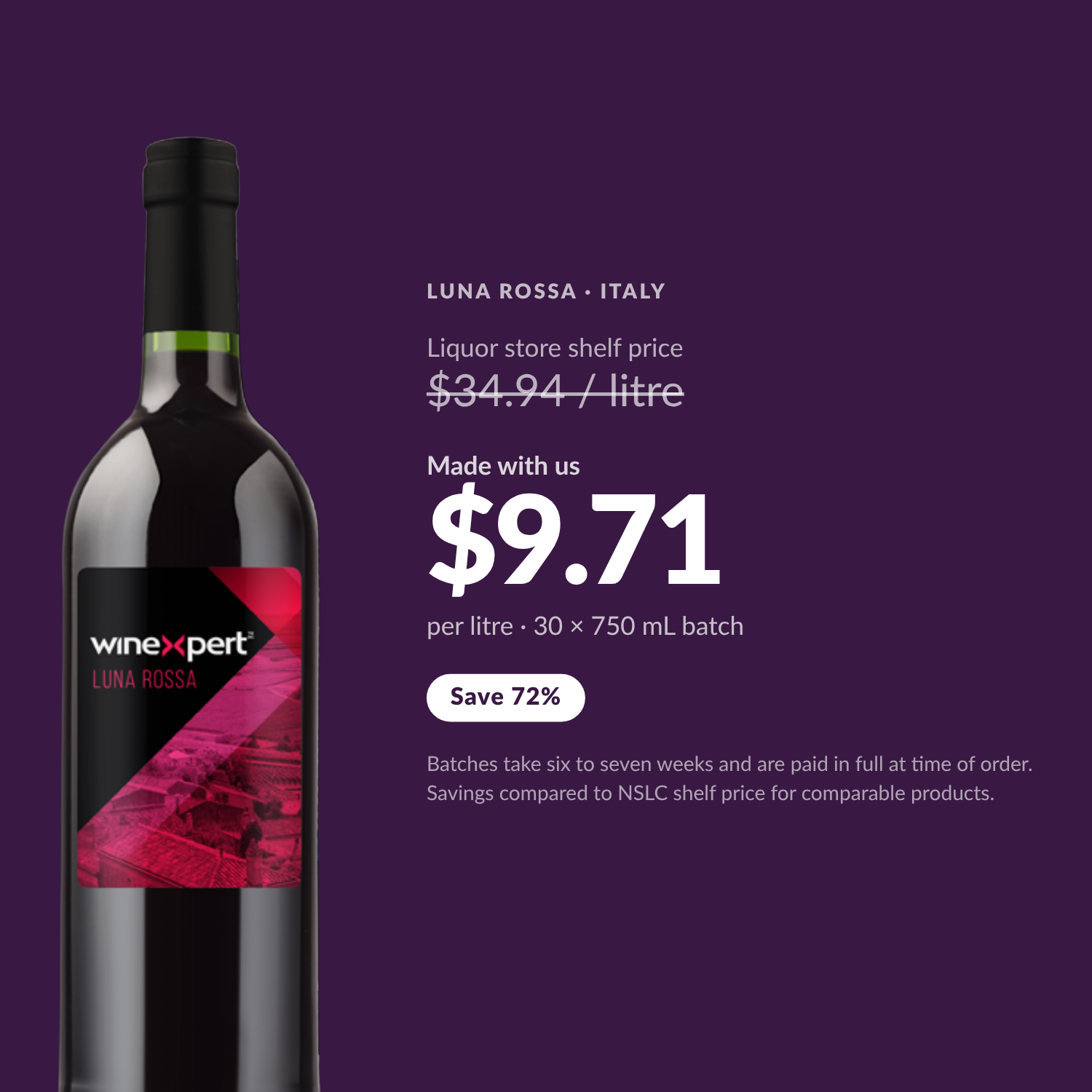 Winexpert Reserve Luna Rossa — $9.71 per litre made with us, save 72%