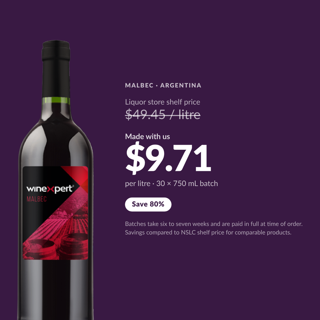 Winexpert Reserve Malbec — $9.71 per litre made with us, save 80%