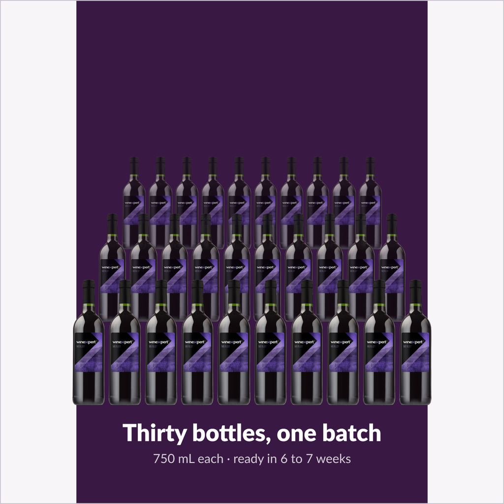 Winexpert Reserve Merlot — thirty bottles, one batch