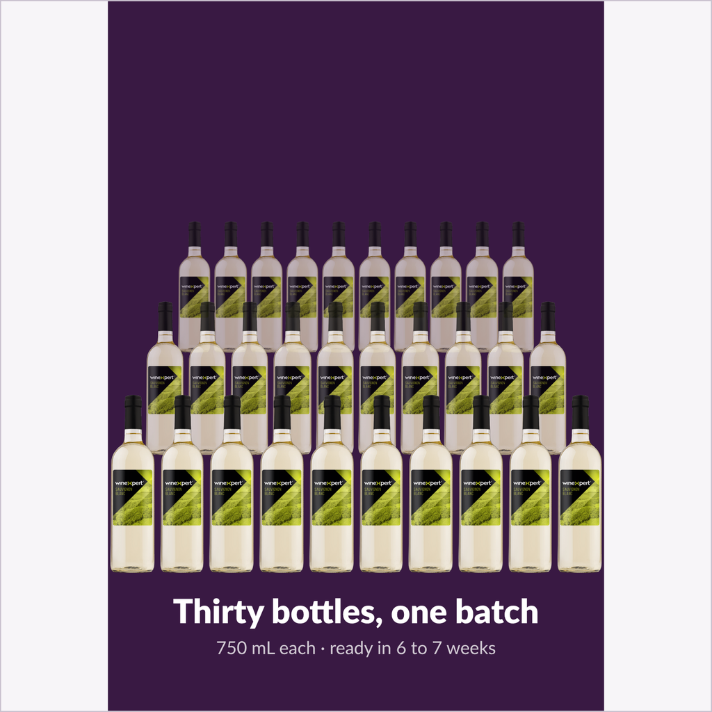 Winexpert Reserve Sauvignon Blanc — thirty bottles, one batch