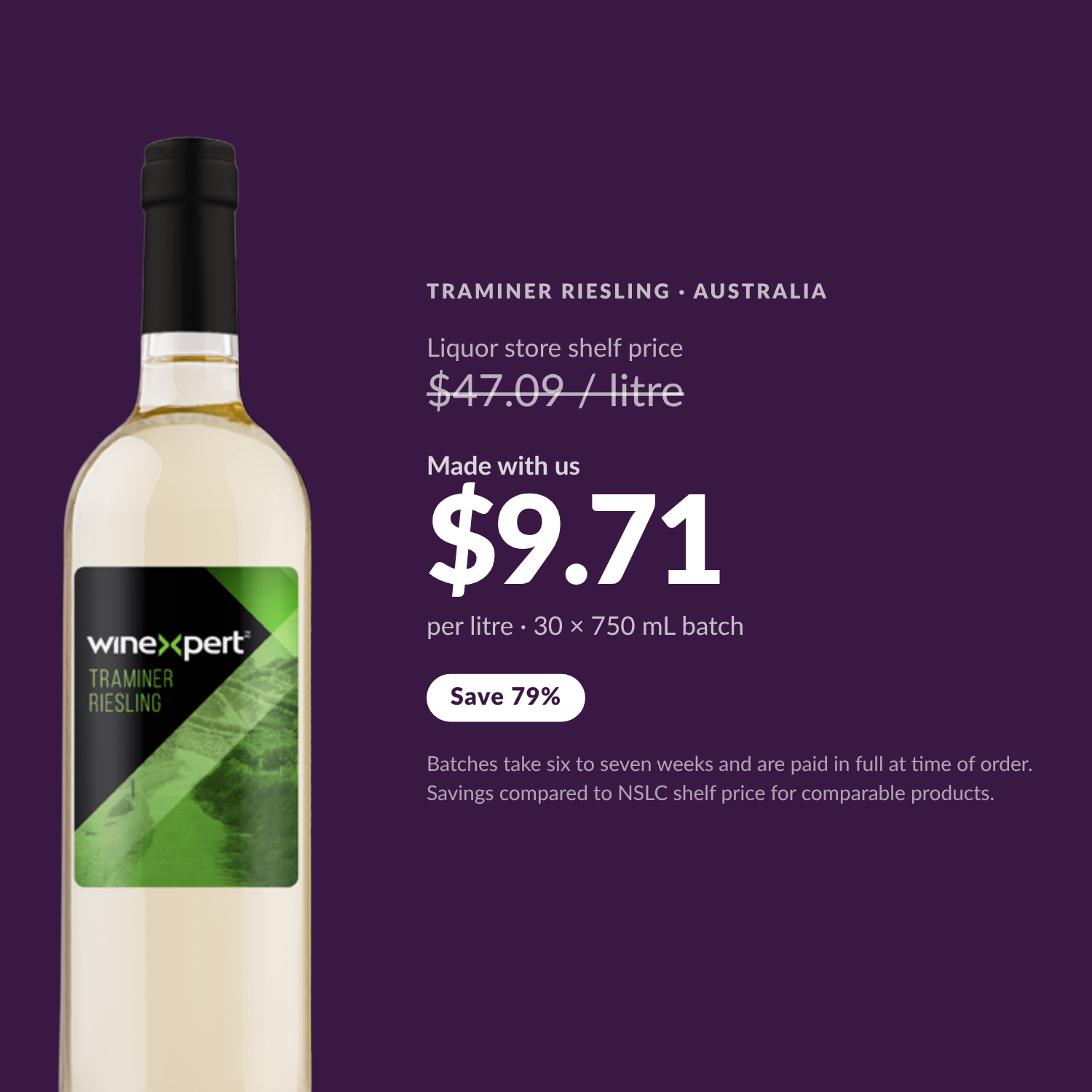Winexpert Reserve Traminer Riesling — $9.71 per litre made with us, save 79%