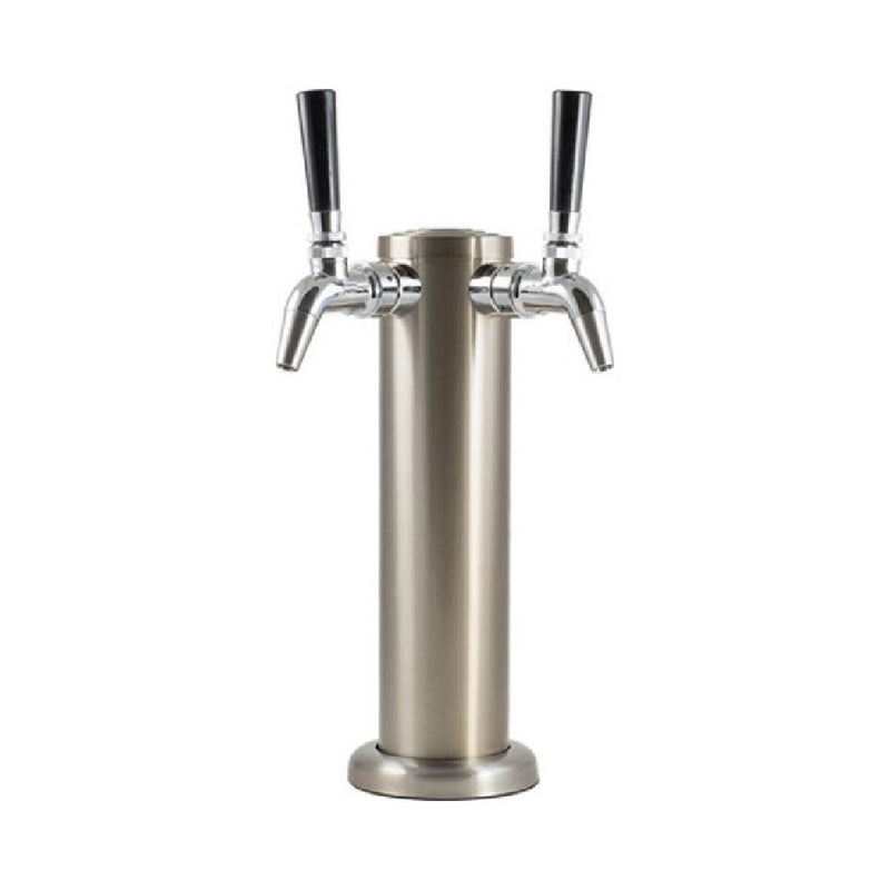 Brushed Stainless Steel Beer Tower - Double Faucet